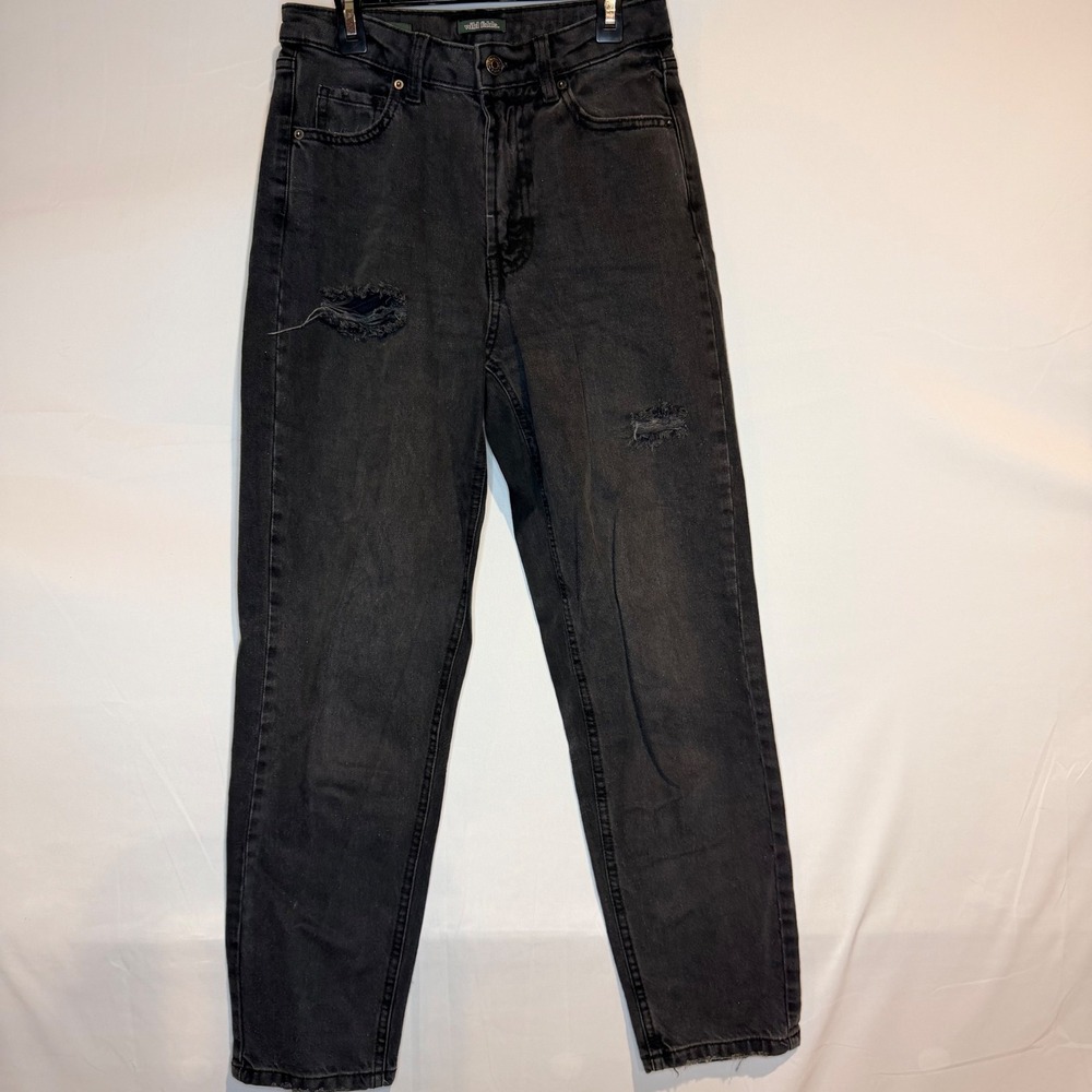 Wild Fable Womens High Rise Tapered Distressed Jeans Washed Black Size 2